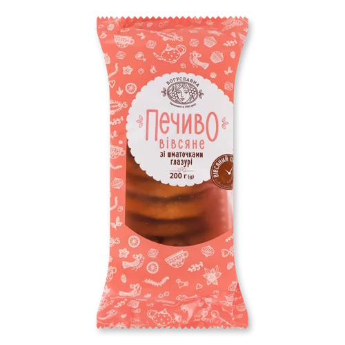 Вівсяне Печиво З Шматочками Глазурі Богуславна, В/ґ, 200г