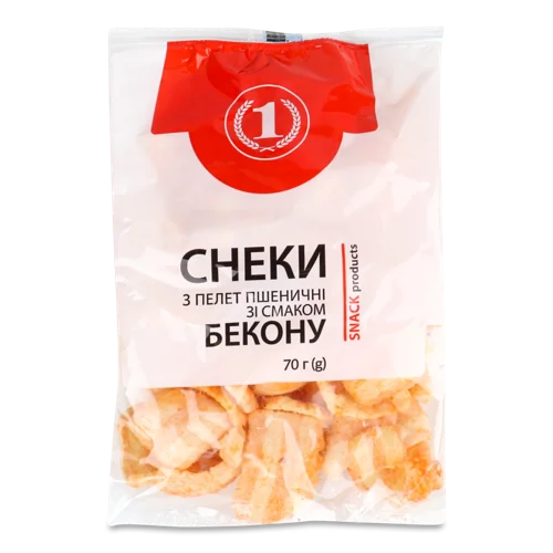 Снеки З Пелет Пшеничні Зі Смаком Бекону, в/ґ, 70г