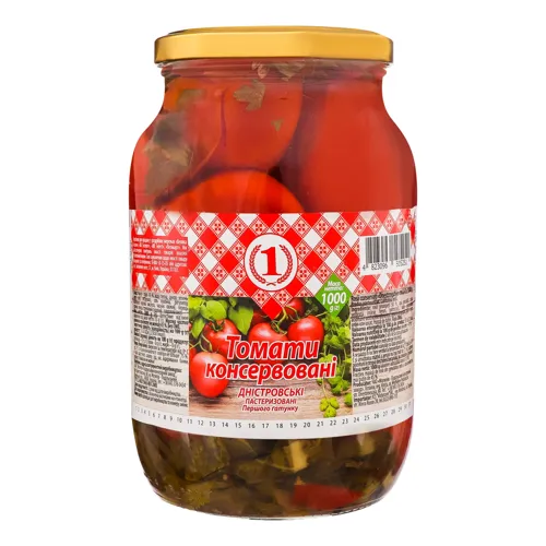 Томати консервовані Дністровські №1 с/б 1000г