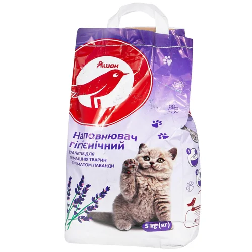 Наповнювач гігієнічний Auchan Лаванда бентонітовий 5кг