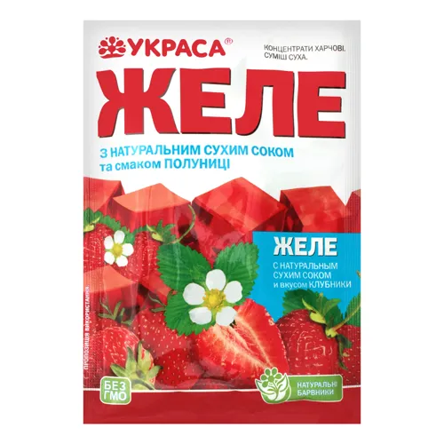 Желе з натуральним сухим соком та смаком полуниці Украса м/у 90г