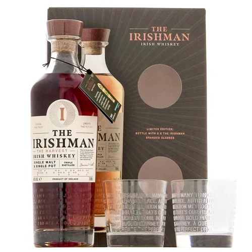 Віскі The Irishman Харвест 0,7л + 2 склянки