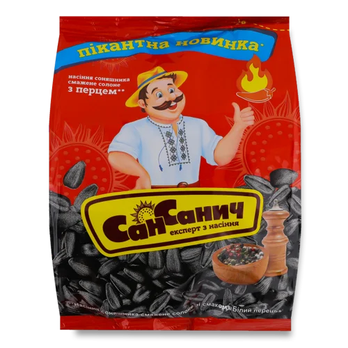 Насіння Соняшника Смажене Солоне Білий Перець Сан Санич, В/ґ, 100г