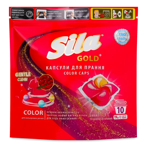 Засіб для Прання Концентрований у Розчинних Капсулах Color Gold Sila, 10х19г