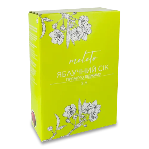Сік Яблучний Неосвітлений Пастеризований Прямого Віджиму, к/у 3л