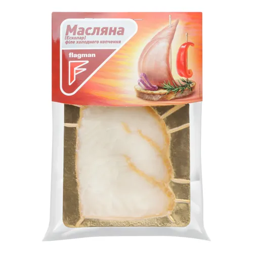Масляна філе Flagman без шкіри, холодного копчення, вакуумна упаковка 100г