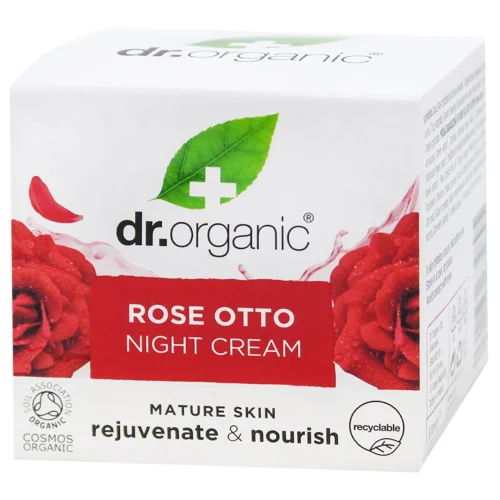 Крем для обличчя Dr.Organic Омолодження та відновлення з олією троянди отто нічний 50мл
