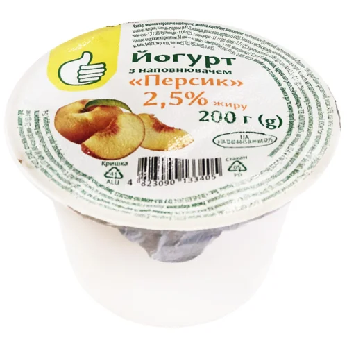 Йогурт Ашан зі смаком персика 2,5% 200г