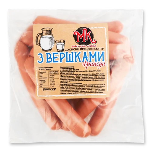 Сосиски Варено-Копчені З Вершками Франсуа, 1кг