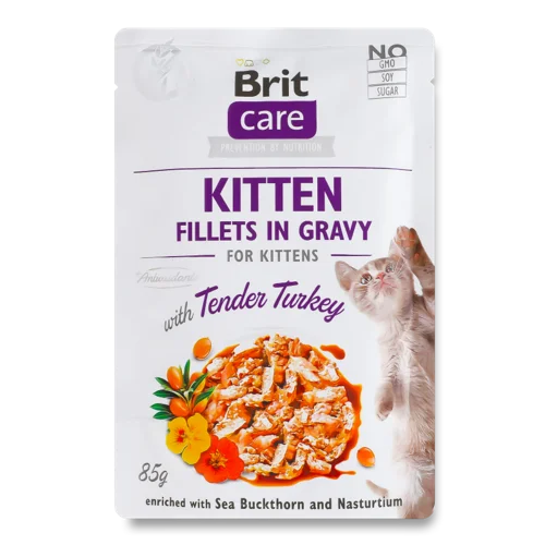 Вологий Корм Для Кошенят Fillets in Gravy з Телятиною Care Brit, в/ґ, 85г