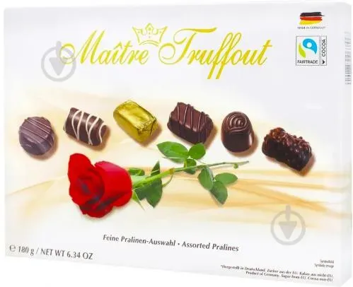 Цукерки Maitre Truffout Асорті праліне Роза 180г, 8 шт/ящ