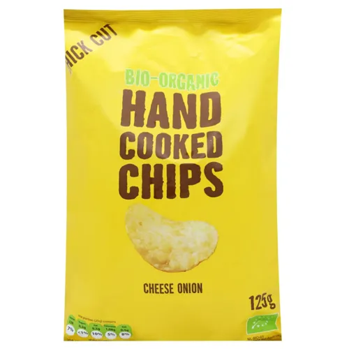 Чіпси Trafo Біо картопляні зі смаком сиру та цибулі органічні 125г