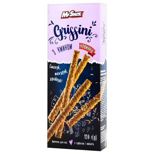 Хлібні палички Mr.Snex Grissini з кмином 120г