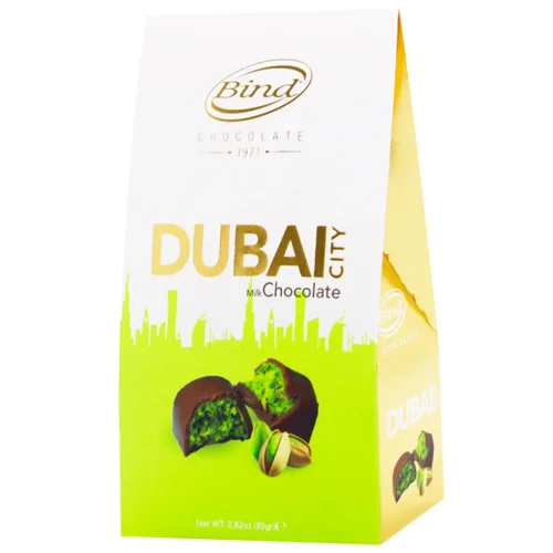 Цукерки Bind Dubai з молочного шоколаду з фісташковою начинкою та кадаїфом 60г