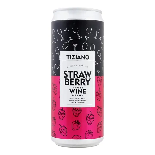 Напій винний 0.33л 6-6.9% рожевий напівсолодкий Strawberry Tiziano з/б