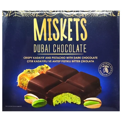Шоколад чорний Miskets з кадаїфом та фісташковою 100г
