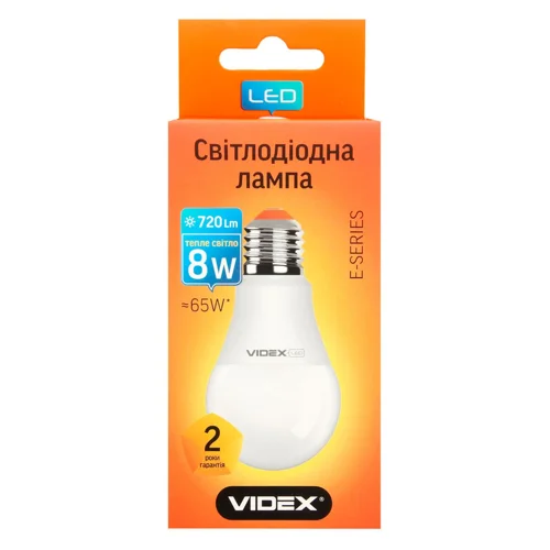 Лампа світлодіодна Videx A60e 8W E27 3000K