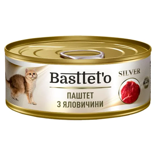 Корм вологий Basttet'o Silver з яловичиною для котів 85г