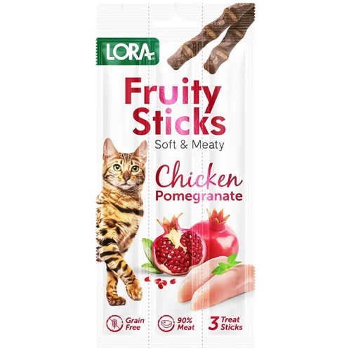 Ласощі для котів Lora Fruity Sticks з куркою та гранатом для дорослих котів 5г*3шт