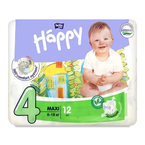 Дитячі Підгузки Maxi Bella Baby Happy, 8-18 кг, 12 шт, в/ґ