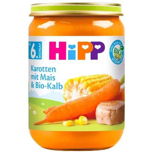 Пюре Hipp Морква з кукурудзою та органічною телятиною 190г