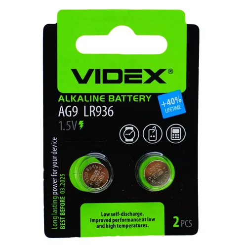 Батарейка Videx лужна AG9 LR936 2шт