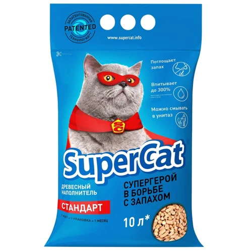 Наповнювач гігієнічний SuperCat Стандарт для котів деревинний 3кг