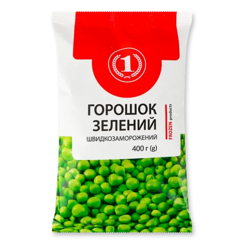 Горошок Швидкозаморожений Зелений, в/ґ, ТМ '1', 400г