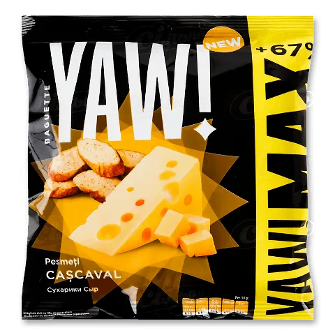Сухарики Yaw! зі смаком сиру, 100г
