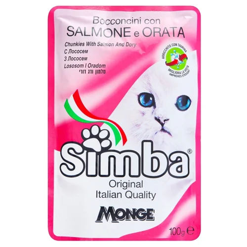 Корм вологий Simba з лососем та дорі для котів 100г