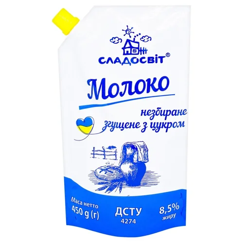 Молоко Сладосвіт згущене незбиране з цукром 8,5% 450г