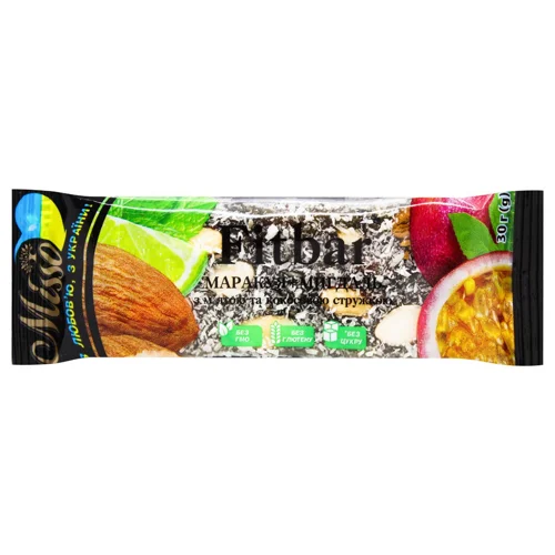 Батончик Fitbar маракуйя та мигдалем 30г