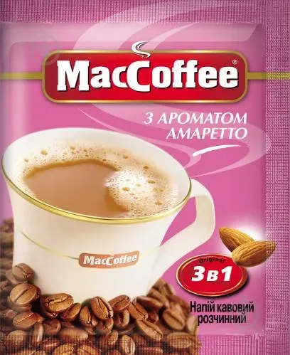 Кава MacCoffee Амаретто з вершками та цукром, 18г