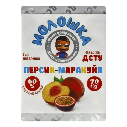 Сир плавлений 60% Персик-маракуйя Молошка м/у 70г