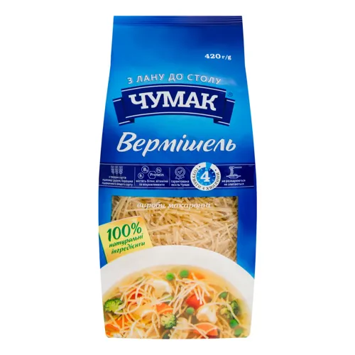 Вироби макаронні Вермішель Чумак м/у 420г