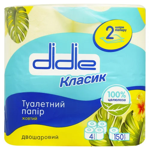 Туалетний папір Didie Класик жовтий 2-шаровий 4шт