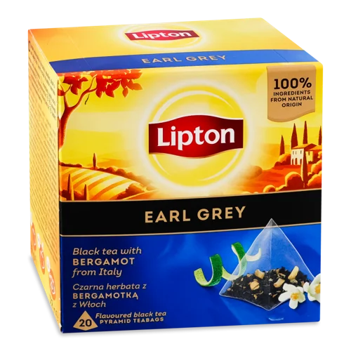 Чай Чорний Ароматизований Earl Grey Lipton, к/у, 20 шт