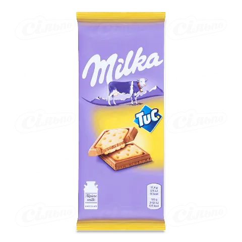 Шоколад молочний «Milka» з солоним крекером «Tuc», 87г