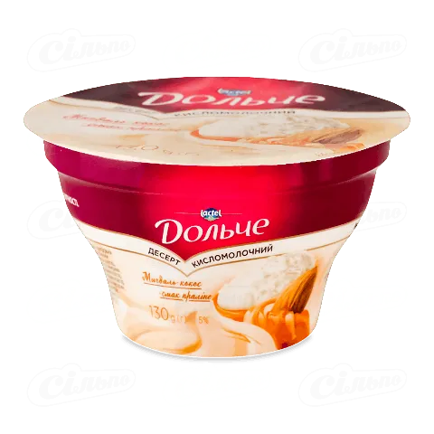 Десерт Дольче з мигдалем, кокосом і смаком праліне 5%, 130г