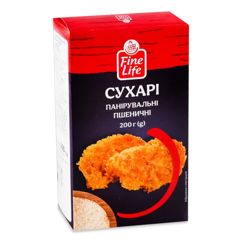 Сухарі Панірувальні із Хлібних Сухарів Пшеничних Fine Life, к/у, 200г