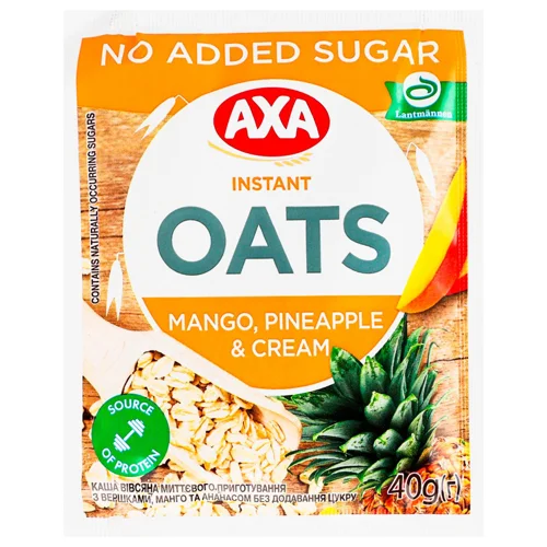 Каша вівсяна Аха манго-ананас та вершки без цукру 40г