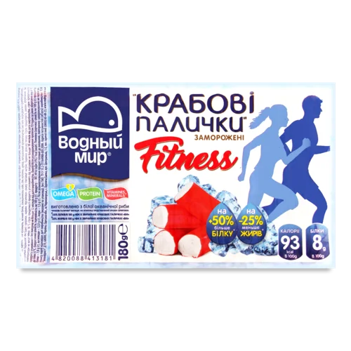 Крабові Палички Заморожені Вищого Ґатунку Fitness, 180г