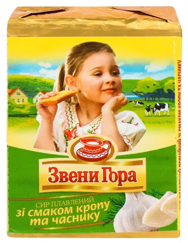 Сир плавлений 45% порційний зі смаком кропу та часнику Звени Гора м/у 90г