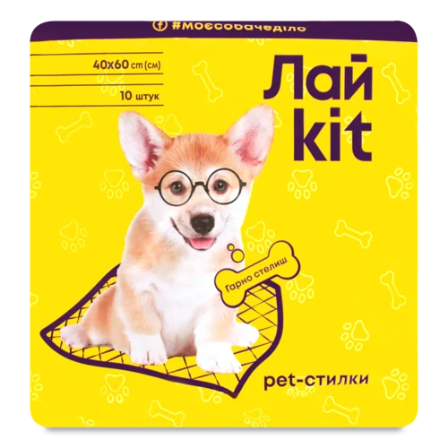 Пелюшки Для Тварин Поглинаючі В/ґ 40х60см, Лайkit, 10шт