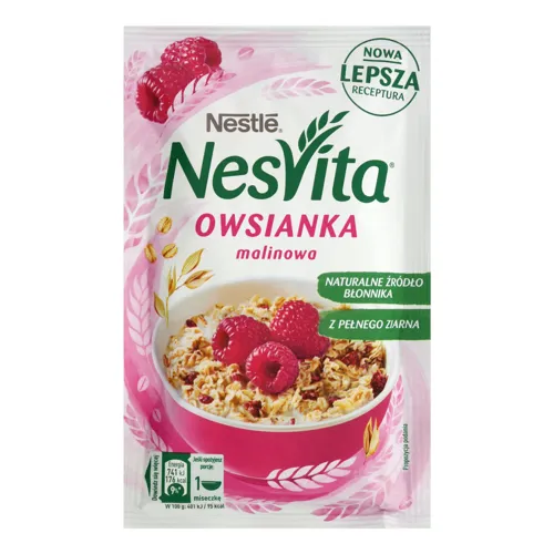 Каша вівсяна солодка з молоком та шматочками малини Nesvita м/у 45г