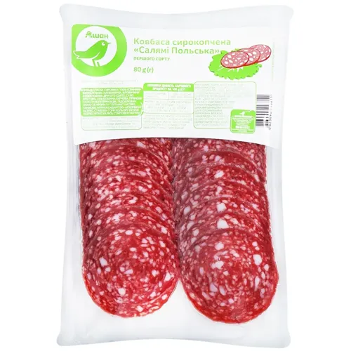 Ковбаса Ашан салямі польська сирокопчена 80г