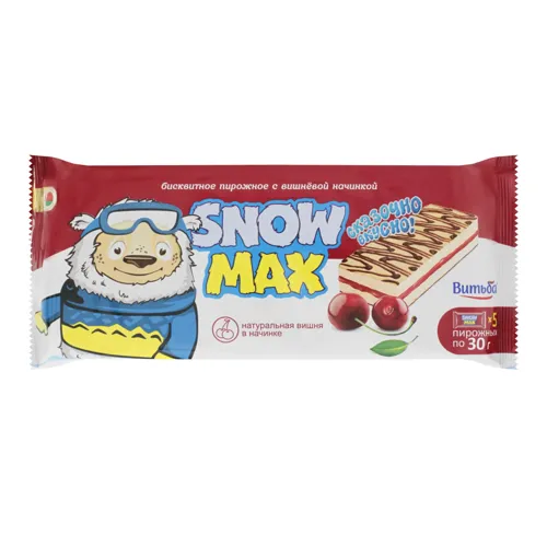 Тістечко бісквітне з вишневою начинкою Snow Max Витьба м/у 5х30г