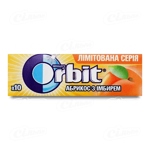 Гумка жувальна Orbit абрикос з імбиром, 14г