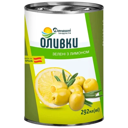 Оливки Домашні продукти зелені фаршировані лимоном 292мл