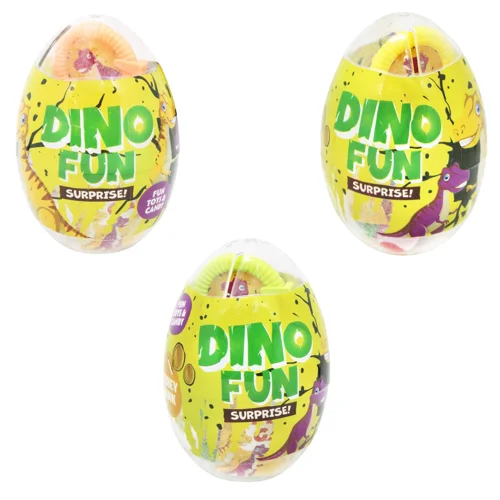 Цукерки Becky's Веселе яйце Діно зі смаком полуниці з іграшкою 15г